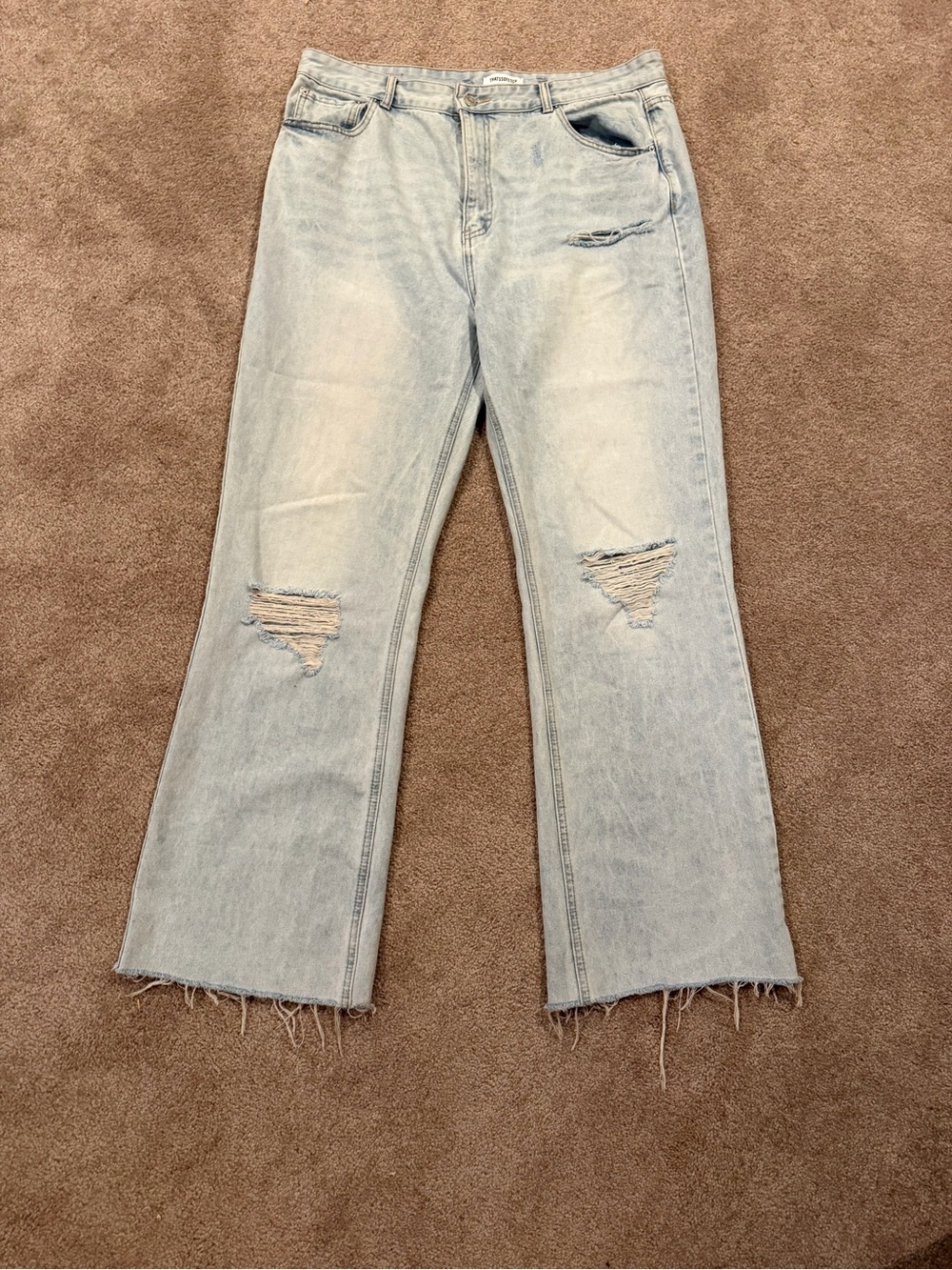 That’s So Fetch Jeans US 14 Light Wash Distressed Wide Leg Baggy Y2K